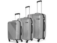 American Tourister Ivy Nxt 3Pc Set(Small-56Cm,Medium-68Cm&Large-78Cm)Hardside Polycarbonate 4 Wheel Spinner Check-In Suitcase With Multi-Stage Telescopic Trolley&Mounted Tsa Lock For Women&Men-Silver