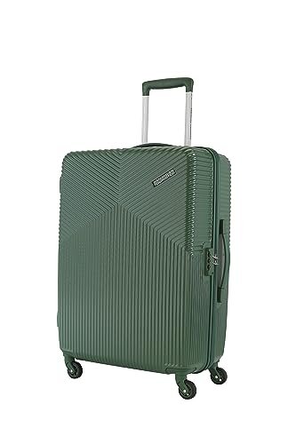 American Tourister Polycarbonate (Pc) Georgia Spinner Suitcase 79 Cm Large Forest Green Check-in Hard 4 Wheels Luggage.