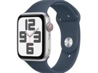 Apple Watch SE (2nd Gen, 2023) [GPS + Cellular 44mm] Smartwatch with Silver Aluminum Case with Storm Blue Sport Band S/M. Fitness & Sleep Tracker, Crash Detection, Heart Rate Monitor, Retina Display