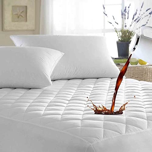 Ayka Waterproof Cotton Quilted Mattress Protector King Size Breathable Hypoallergenic Noiseless Ultra Soft Fitted Bed Protector 84x72 inch Mattress/Bed Cover (King 84x72 inch | 7x6 ft, White)