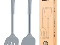 BUNDLEPRO Pack Of 2 Silicone Solid Turner,Non Stick Slotted Kitchen Spatulas,High Heat Resistant Bpa Free Cooking Utensils,Ideal Cookware For Fish,Eggs,Pancakes (Gray)