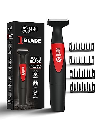 Beardo Multipurpose I Blade Trimmer & Shaver for Beard, Body, Hair & Groin | One Blade Trimmer With 4 Trimming Combs | 90 min. Run Time USB TYPE C Charging Powerful Li+ battery| Shaver For Men, Black | Gift For Brother | Gift For Friends