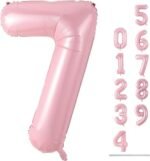 Beeban 32 Inch Birthday Number Helium Foil Balloon For Birthday & Anniversary Decoration (7 Number, Pastel Pink)