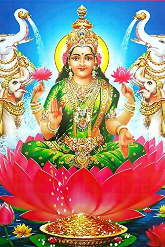 British Terminal® Goddess Lakshmi Maa Religious Waterproof Vinyl Sticker Poster || (12 inc X 18 inch) btcan2937-1