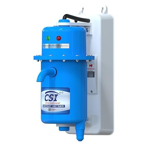 CSI INTERNATIONAL Instant Water Geyser 1 L Portable water heater, Made of First Class ABS Plastic, Auto Cut Off Feature with 1 Year Warranty, For Home, Office, Restaurant etc (With MCB + BLUE)