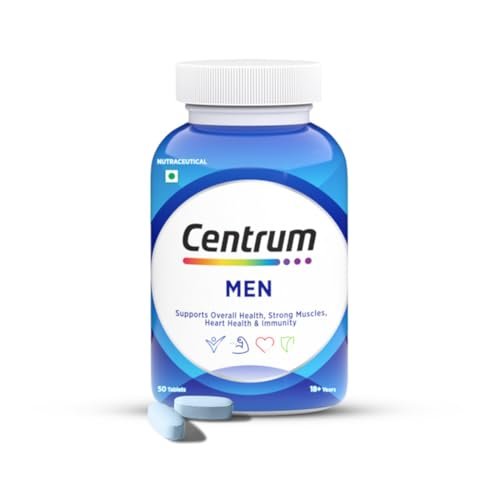Centrum Men Tablet, World's No.1 Multivitamin with Grape seed extract, Vitamin C & 21 other nutrients for Overall Health, Strong Muscles & Immunity (Veg) 50s