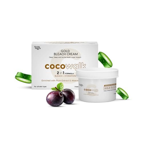 Cocowalk Professional Gold Bleach - 50gm | Suitable for All Skin Types | 2in1 Formula Bleach + Hydration | Enriched with Plum Extract & Aloe Vera Powder