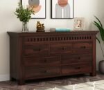 Credenza Furniture Solid Sheesham Wood Wooden Chest of Drawers with 7 Drawer Storage | Multipurpose Sideboard Cabinet Rack Display Unit for Bedroom Kitchen Cabinet, Walnut Finish