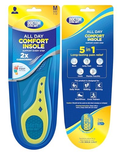 DOCTOR EXTRA SOFT All Day Comfort Triple Gel Trimmable Heel Support Insoles | Orthotic & Plantar Fasciitis | Breathable Heavy Duty Shock Absorption Cushion Sports Shoe Inserts for Men's Size 7-12 UK