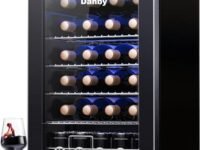 Danby USA 135 L Inverter Wine Chiller l Wine Cooler l Touch Control l Toughened Glass Door with UV-Protection l LED Interior Light l Stainless Steel Shelves for Indian Home Bars (Black)