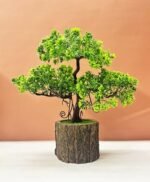 Dekorly Artificial Plants Pot Fake Bonsai Pine Trees Plants Greenery Japanese Pine Bonsai Tree Desktop Display Simulation,Office,Living Room (Height : 30CM, Wooden Pot)