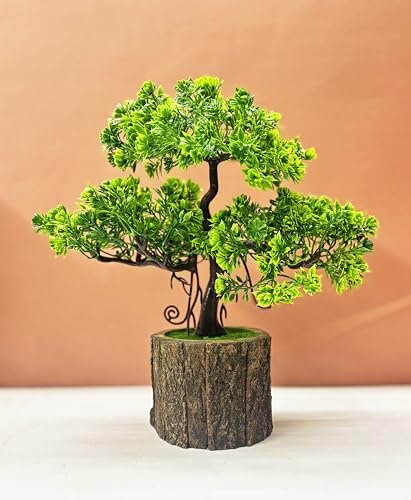 Dekorly Artificial Plants Pot Fake Bonsai Pine Trees Plants Greenery Japanese Pine Bonsai Tree Desktop Display Simulation,Office,Living Room (Height : 30CM, Wooden Pot)