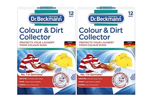 Dr Beckmann Colour & Dirt Collector Advanced,12 Sheets|For Long Lasting Protection|With Microfibre & Colour-Collecting Molecules|24 Sheets-2X12 Colour Catcher Sheets For Washing Machine,Pack Of 24