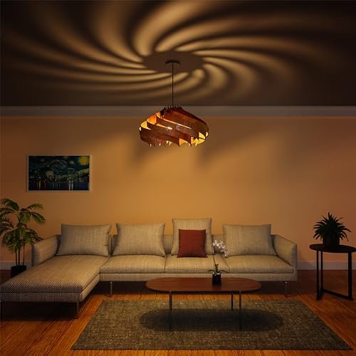 EIGEN Pendant Lights for Ceiling - Wooden Hanging Lights for Living Room Chandelier for Living Room Modern Jhumar Ceiling Light for Living Room & Hall Modern (Mini Mystique - Walnut)