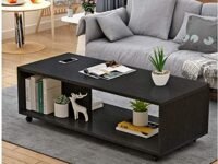 EKRON Engineered Wood Center Table with Wheels Open Rack Bed Side Display Stand Space Saving Furniture Rolling Coffee Tea Table (CT-003/Wenge) DIY (Do It Yourself) (80 x 40 x 30 Cm)