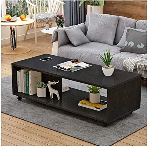 EKRON Engineered Wood Center Table with Wheels Open Rack Bed Side Display Stand Space Saving Furniture Rolling Coffee Tea Table (CT-003/Wenge) DIY (Do It Yourself) (80 x 40 x 30 Cm)