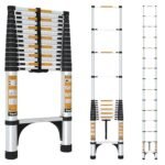 Equal 20.5 FT Aluminum Folding Telescopic Ladder with 2 Triangle Stabilizers | EN131 Certified with 2 Year Warranty | 150kg Max Capacity | Collapsible Ladder for Home or Outdoor Work (6.2m/15 Step)