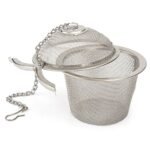 Evaluemart Stainless Steel Tea Filter Infuser 4.5cm Basket Shaped Tea Infuser for Green Tea Loose Tea Leaf and Tea Bags with a Chain and a Hook