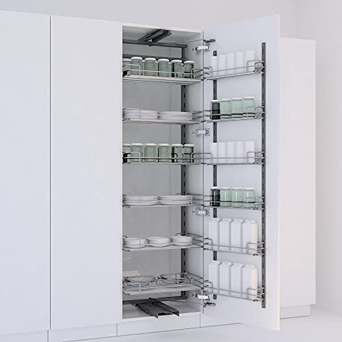 Everyday Kitchen Storage Accessories Stainless Steel Tandem Pantry Pull Out Sb1850600 |W564 X D460 X H1850-2050|1 Set|Universal Installation|Chrome Plated Pull Out Shelves Kitchen Pantry Cabinet