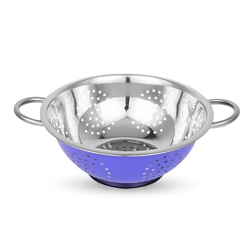 Fackelmann Stainless Steel Colored Deep Colander, 26 Cm - Durable Kitchen Accessories Items, Anti-Rust, Corrosion-Resistant for Washing Fruits and Vegetables, Kitchen Sink Strainer