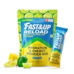 Fast&Up Reload Energising Electrolyte Powder Drink Mix - Travel Friendly Hydration & Energy Drink, 5 Essential Electrolytes + 2 Added Vitamins - Refreshing Lime and Lemon Flavour