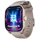 Fastrack FS1 Pro Smartwatch|1.96 Inches Super AMOLED Arched Display with High Resolution of 410 X 502|Singlesync BT Calling|Nitrofast Charging|110+ Sports Modes|200+ Watchfaces, Beige