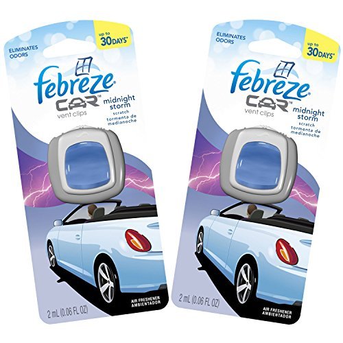 Febreze 2 mL (0.06 FL OZ) Car Vent Clips Air Freshener and Odor Eliminator, Midnight Storm Scent (2 CLIPS)