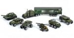 Globular Die Cast Metal with Plastic National Army Military Vehicle Play Toy Team Truck Set for 3+ Year Children Set 7 Pieces - Multicolor
