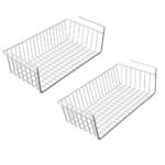 Go Hooked 16 Inch Undershelf Storage Basket Under Cabinet Storage Organizer Space Saving Stylish Finish Heav -Duty Sleek and Sturdy Compact and Durable Elegant 2 Pcs White