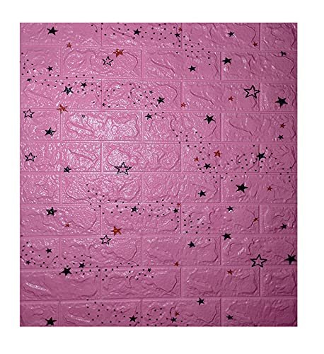 Golden Cart Wallpaper for Kids Room 3D Brick Wallpaper for Walls I Wall Stickers Self Adhesive Panel I Peel & Stick Wallpaper (Pink Wallpaper, 8 MM Thick, 1 Piece, 70 X 77 cm)