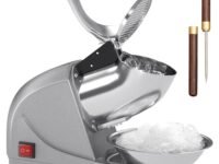 Greatrue Electric Ice Crushers Machine Ice Snow Cone Maker Professional Double Blades Stainless Steel Ice Shaver Machine For Home Commercial Use (Silver)