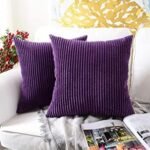 Guffaw / Corduroy/Stripped/Luxury 340 TC Cushion Covers Standard Size 16"X16" Inches (Purple, 4)