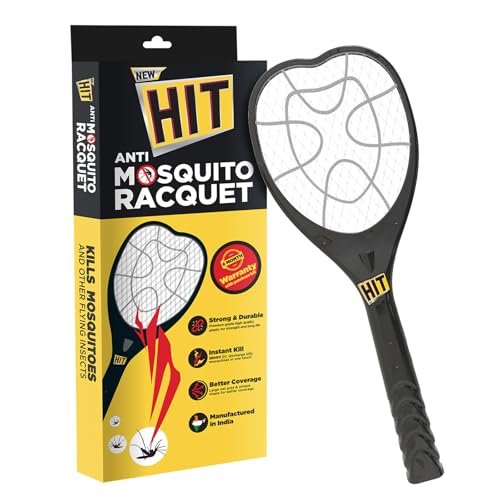 HIT Anti Mosquito Racquet | 6 months Warranty | Rechargeable Mosquito Killer Bat with LED Light | Charge Before Use