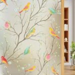 HOME13 Brids Frosted Window Film Anti UV Privacy Self Adhesive Window Glass Sticker for Home & Offie (24"x144" Inch, Birds Frosted)