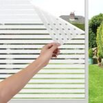 HOME13™ Frosted Glass Window Film Self Adheisve Decoartive Window Privacy Film Heat Control Static Cling Removable Vinyl Window Sticker For Home Office (16"x50" Inch, Frosted Stripe)