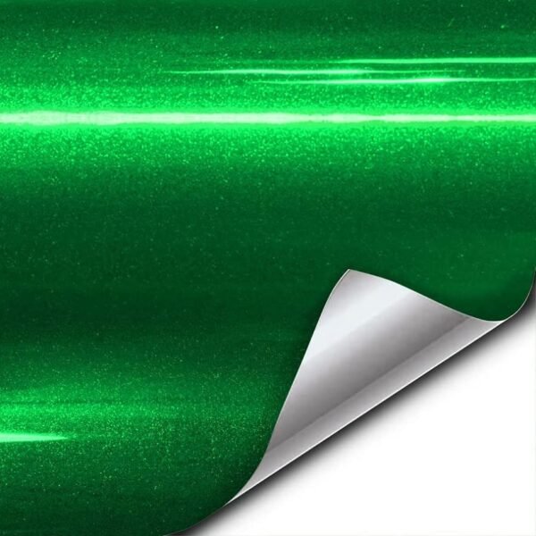 HOME13 Gloss Green Metallic Vinyl Wrap Sheet for Car & Bike Self Adhesive Vinyl Wrap Sticker & Decal Roll Film Bubble Free Air Release (12 by 52 Inches, Gloss Green Metallic)