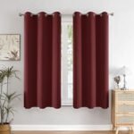 HOMEMONDE 90% Room Darkening Solid Opaque Curtains - Blackout 5 Feet Window Drapes Thermal Insulated, Heavy Panels, Set Of 2, Maroon - 60 Inches