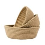 Habere India-All the Cultures Fabricating India Jute Baskets Online | Designer Baskets | Storage/Shelves Baskets | Fruit Baskets or clothes (Beige, Set of All 3 Sizes (S,M & L))
