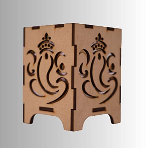 Handcrafts Zilla Wooden Pen Holder MDF Wood - Brown,Unique Ganesh G Design Wooden Pen Stand for Office and Home, Wooden pen holder, Wooden pen stand holder, Wooden Pen Stand/Pen Holder (Champagne)