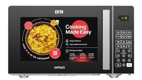 IFB 24 L Solo Microwave Oven (24PM2S, Stainless Steel Cavity with 69 Indian and Continental Auto Cook Menus, Black)