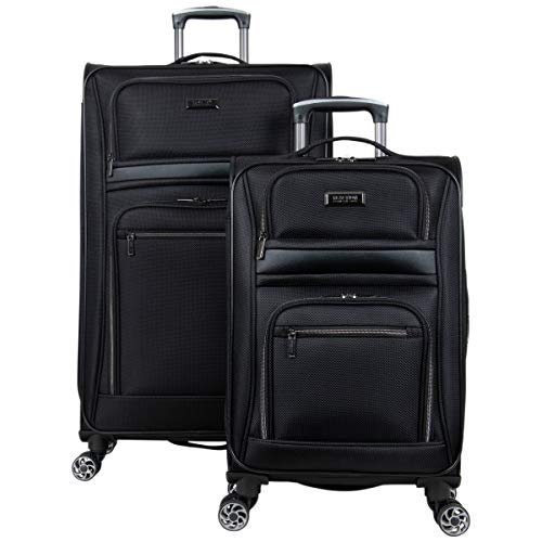 KENNETH COLE Reaction Softside Expandable 8-Wheel Spinner Travel Luggage Set, Black