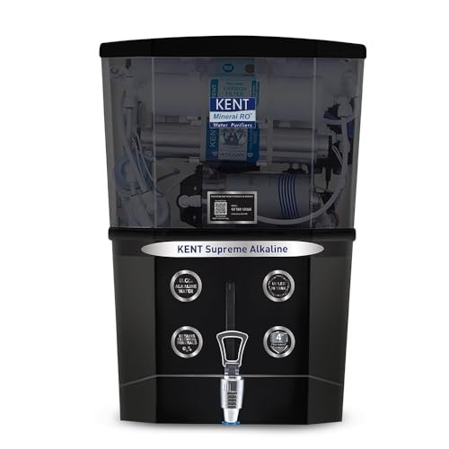 KENT Supreme Alkaline RO Water Purifier | INR 1000 Off on Exchange | 4 Years Free Service | ISI Marked | Multiple Purification Process | RO+UV+UF+Alkaline+TDS Control + UV LED Tank | 8L Tank | Black