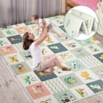 Kresal 200 * 180 Cm Foldable Playmat, Baby Play Mat, Large Reversible Waterproof XPE Crawling Mat for Babies, Anti-Slip, Non Toxic, Portable Thick Foam Baby Mat for Indoor Outdoor Use - Multicolor