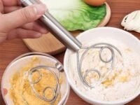 Kunya Stainless Steel Dough Whisk Manual Bread Whisk Non-Slip Heat Resistant Danish Dough Whisk,Dough Mixer Hand Tool for Bread, Batter and Pastry.(Pack of 1)