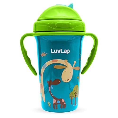 LuvLap Tiny Giffy Sippy Cup, Silicone Straw, BPA Free, 300 ml 18m+ (Green)