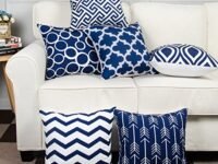 MODERN HOMES Cotton Designer Decorative Throw Pillow Covers/Cushion Covers (Navy Blue, 16X16 Inches) - Set Of 6(1000.0), 1000 tc