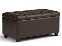 Modern Home 1 Seater Luper Tufted Storage Ottoman Pouffes with Storage Brown Color Leather Standard Size