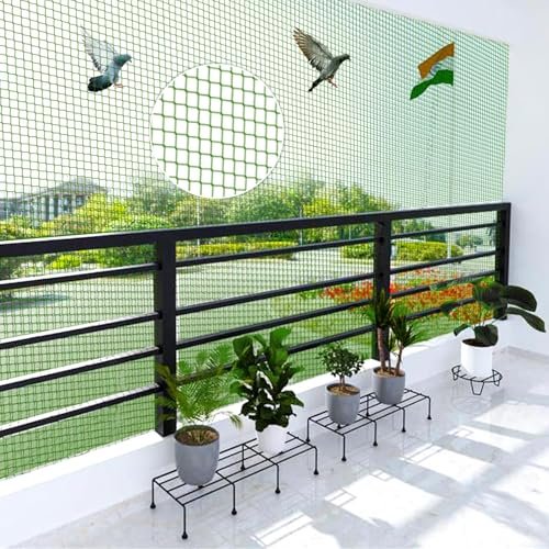 Mr. Right Pigeon Nets for Balconies (10X15 Ft, Green), Anti Bird Control Net, Heavy Duty HDPE Mesh Net for Balconies (10X15Ft), Installation Kit Included