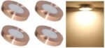 Mufasa 3 Watts Rose Gold Finish 6CM DIAMETER Led Surface Panel, Cabinet, Wardrobe Light, Slim Round Style Flush Mount Ceiling Lamp, Pack of 4 (Please Check Dimensions Image) (Warm White,Aluminum)