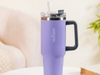 Nestasia 1.2L Stanley Tumbler with Lid & Straw | Insulated Reusable Stainless Steel Water Bottle | Leak Proof Mug for Office, Gym, Travelling (Purple)